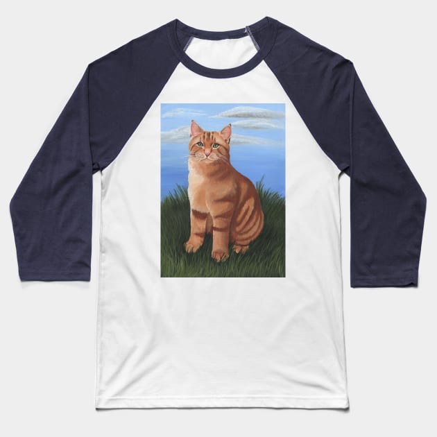 Ginger Tabby Cat Baseball T-Shirt by WolfySilver